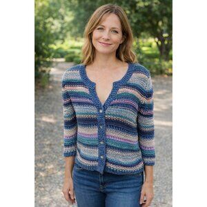 J Jill Chunky Knit size XS NEW 3/4 sleeve sweater Cardigan Multicolored